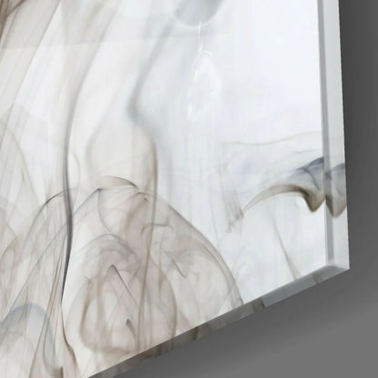 Smoky abstract profile canvas wall art with soft white, gray, beige swirls