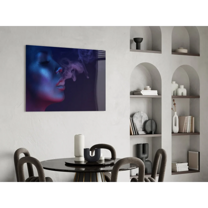 Mystical Purple Blue Smoke Portrait canvas wall art on dark background