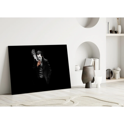 Black and white smoking Joker glass wall art poster