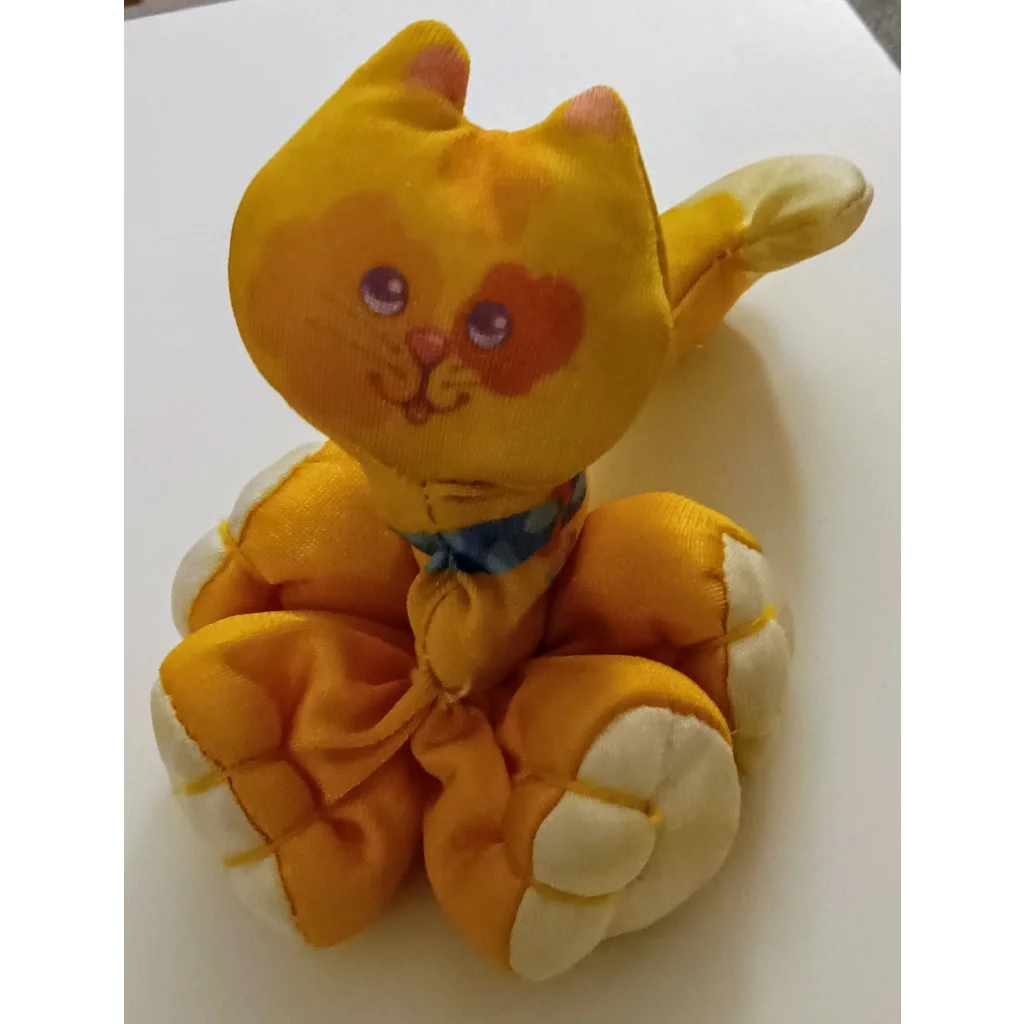 Adorable Itty Bitty Kitty yellow Smooshees Critters plush toy with bow tie