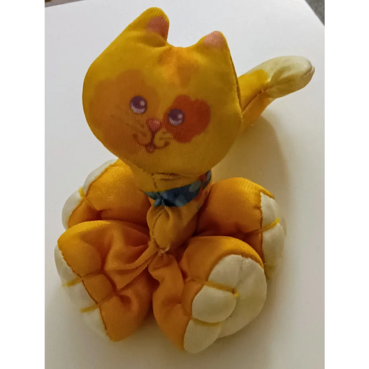 Adorable Itty Bitty Kitty yellow Smooshees Critters plush toy with bow tie