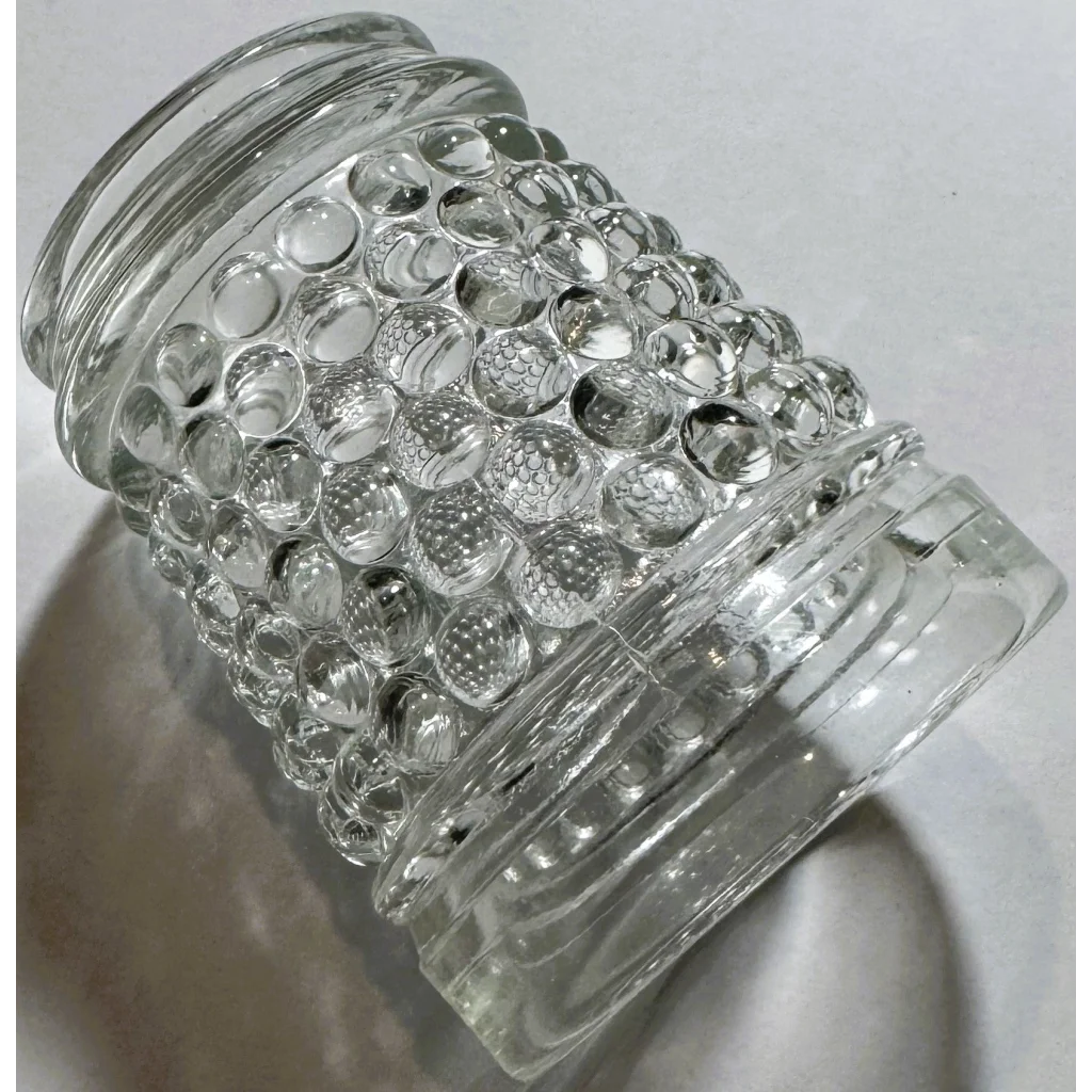 Clear glass hobnail container from vintage 1950s Anchor Hocking Gem collection