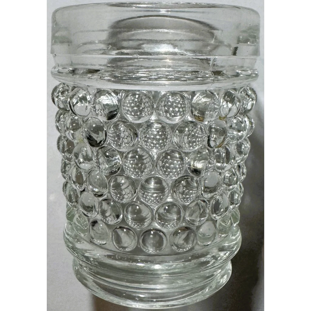 Clear glass hobnail container from vintage 1950s Anchor Hocking Gem collection