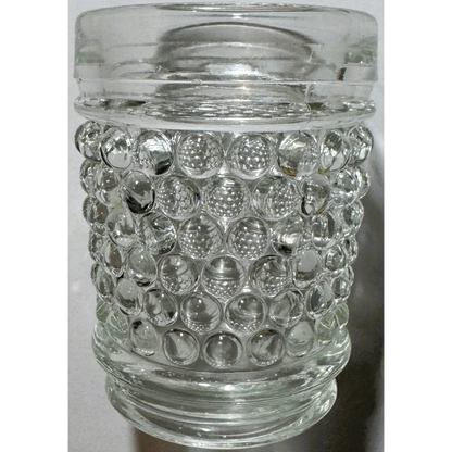 Clear glass hobnail container from vintage 1950s Anchor Hocking Gem collection