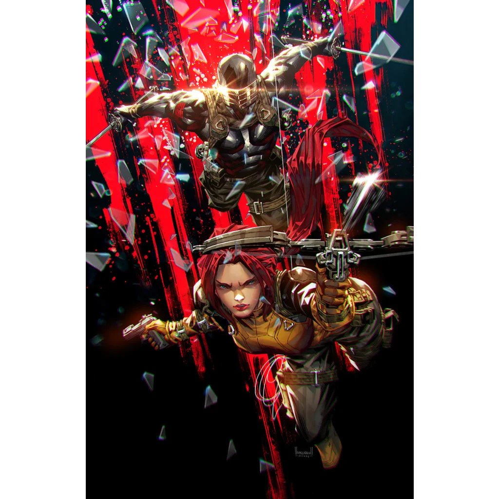 Snake Eyes Deadgame action figures in shattered glass battle scene with weapons