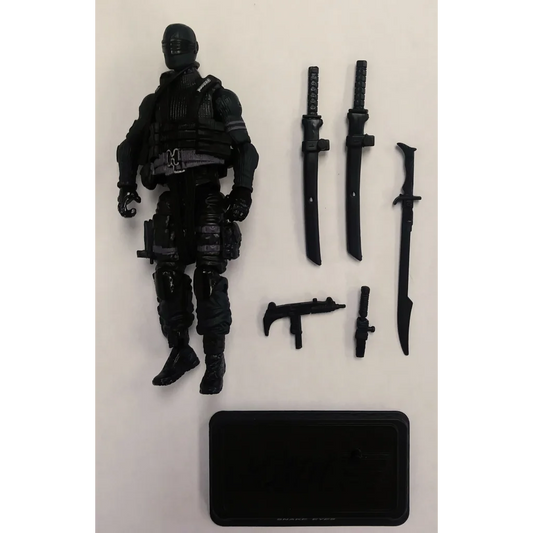 Snake Eyes GI Joe action figure with ninja weapons and gun