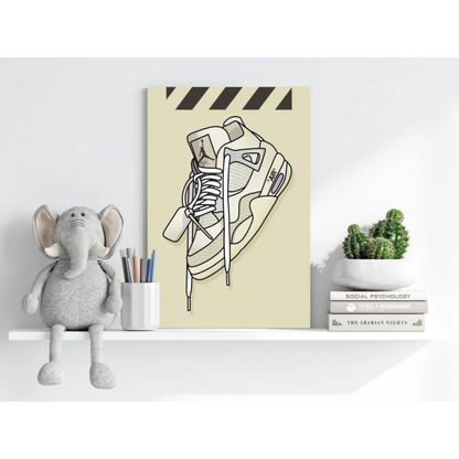 Insigne aluminum prints of stylized Air Jordan sneaker in beige canvas