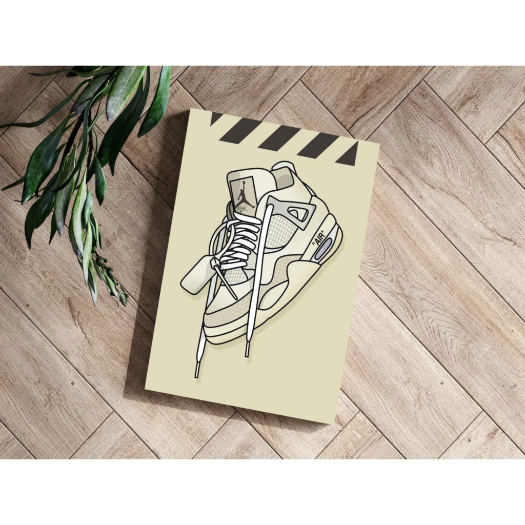 Insigne aluminum print of black line-art Air Jordan 4 sneaker