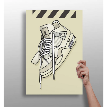 Stylized Air Jordan 4 sneaker on insigne aluminum print wall art