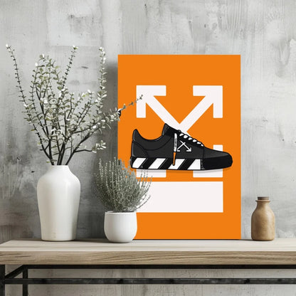 Black off-white sneaker with stripes on insigne aluminum prints