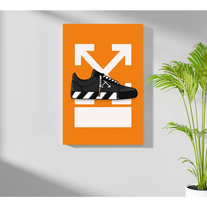 Black off-white sneaker with stripes on insigne aluminum prints