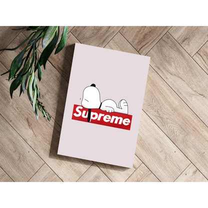Minimalist Snoopy on Supreme logo aluminum wall art print
