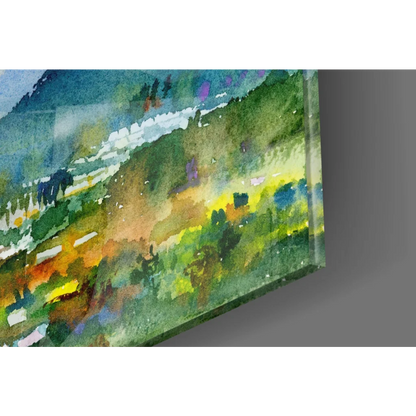 Soaring hot air balloons watercolor glass wall art on acrylic panel