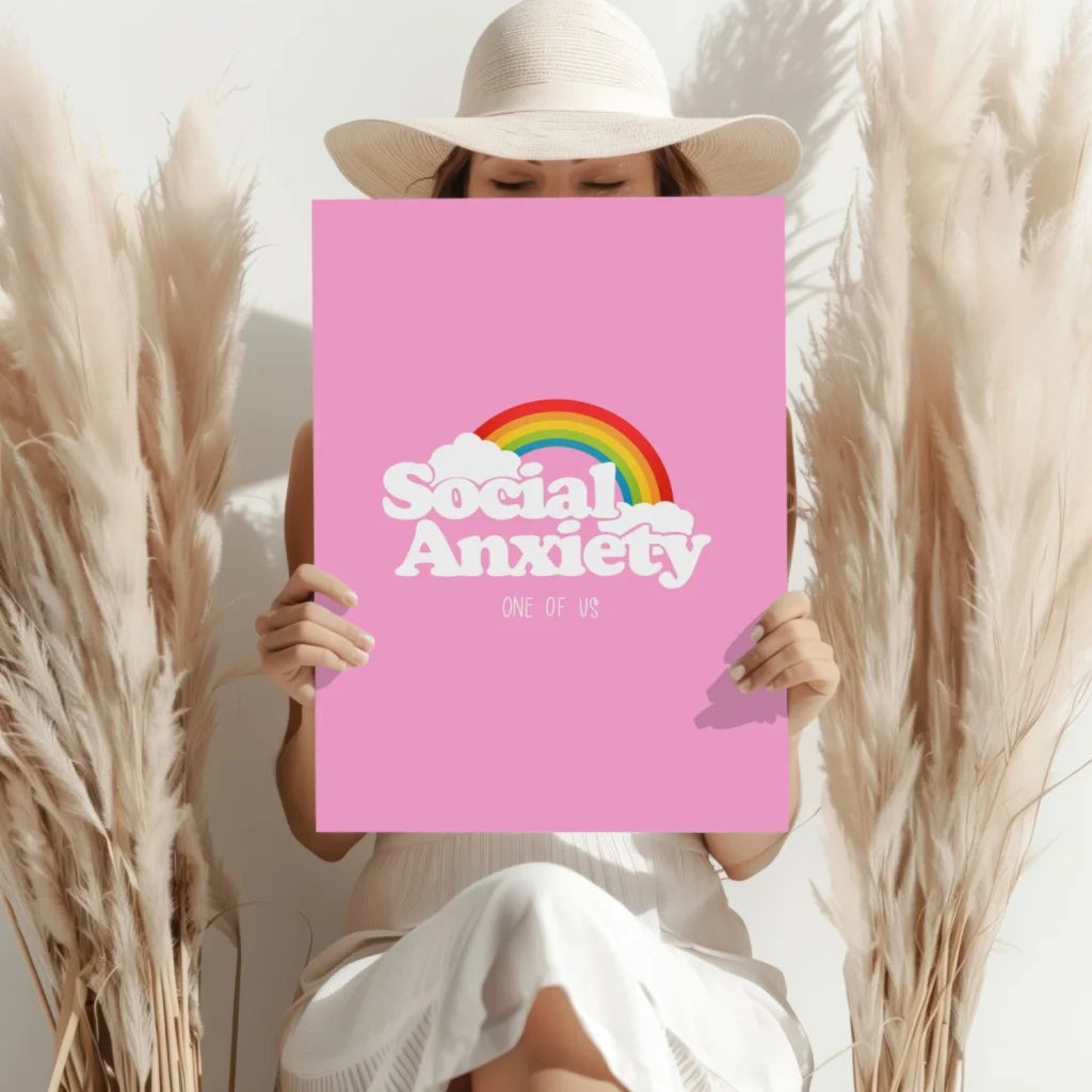 Social Anxiety Rainbow Insigne Aluminum Print | Contemporary Home Wall Art | vintageantiquesgifts.com