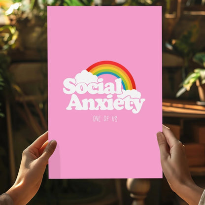 Pink social anxiety rainbow insigne aluminum print poster
