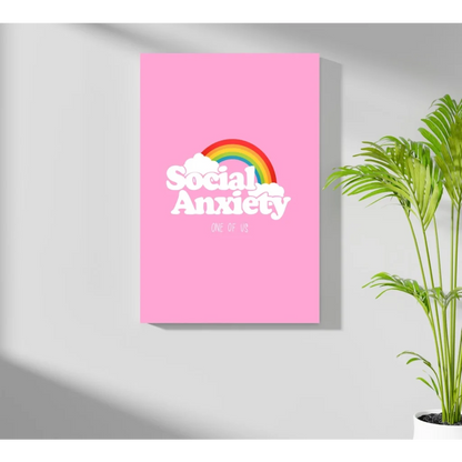 Pink social anxiety rainbow on insigne aluminum print