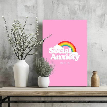 Social Anxiety Rainbow Insigne Aluminum Print | Glass Wall Art Print | vintageantiquesgifts.com