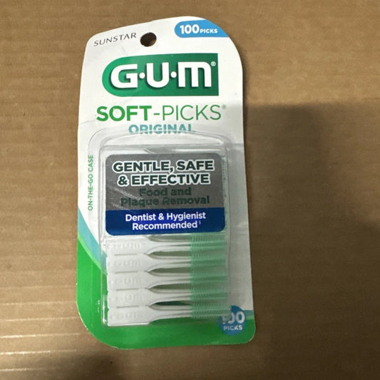 Soft-Picks Original Easy dental picks for health 100pc in white green case