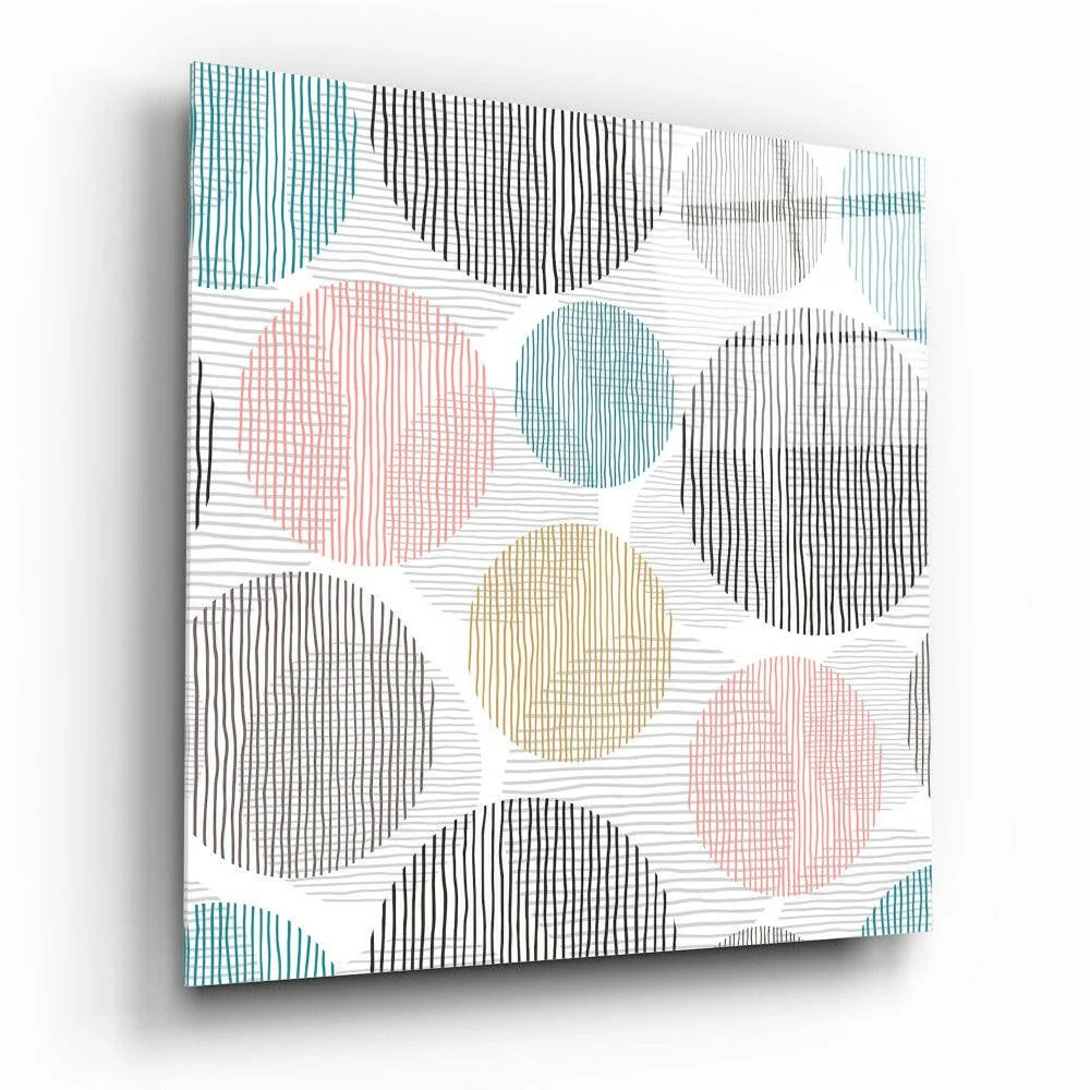 Modern pastel pink teal circle wall art canvas print