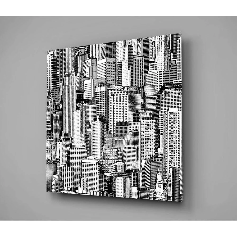 Black and white cityscape wall art canvas print