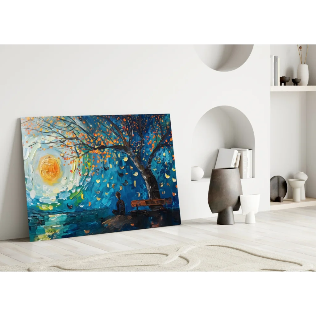 Starry Tree Autumn Impressionist Canvas Wall Art | Modern Wall Art Decor | vintageantiquesgifts.com