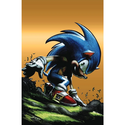 Blue cartoon hedgehog running for Sonic Hedgehog Comic Book Collection Scattered Pieces Adventure