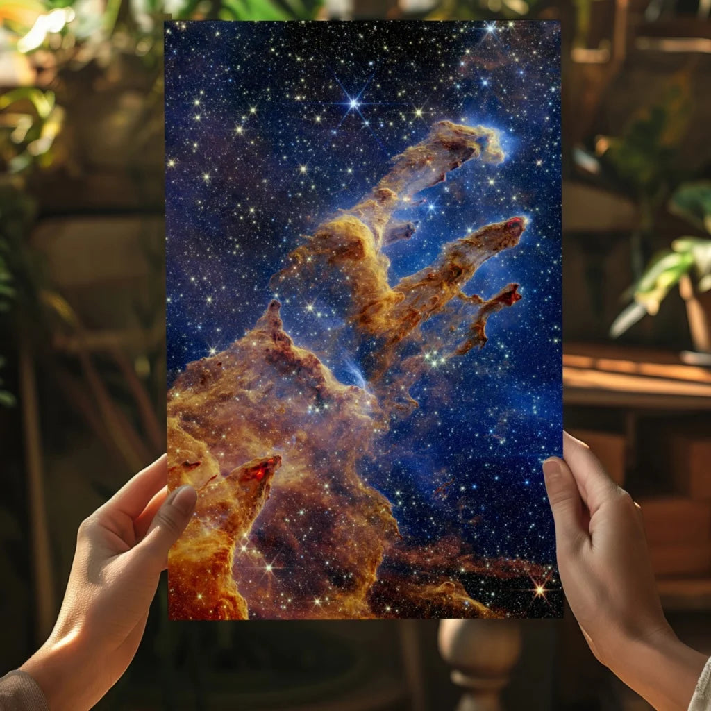 Vibrant Eagle Nebula aluminum prints by Insigne Aluminum, cosmic gold clouds