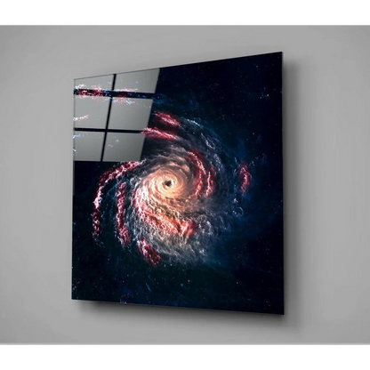 Stunning Spiral Galaxy Glass Wall Art With Cosmic Nebula Glow | Glass Wall Art Print | vintageantiquesgifts.com