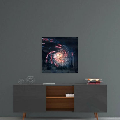Stunning Spiral Galaxy Glass Wall Art With Cosmic Nebula Glow | Contemporary Home Wall Art | vintageantiquesgifts.com