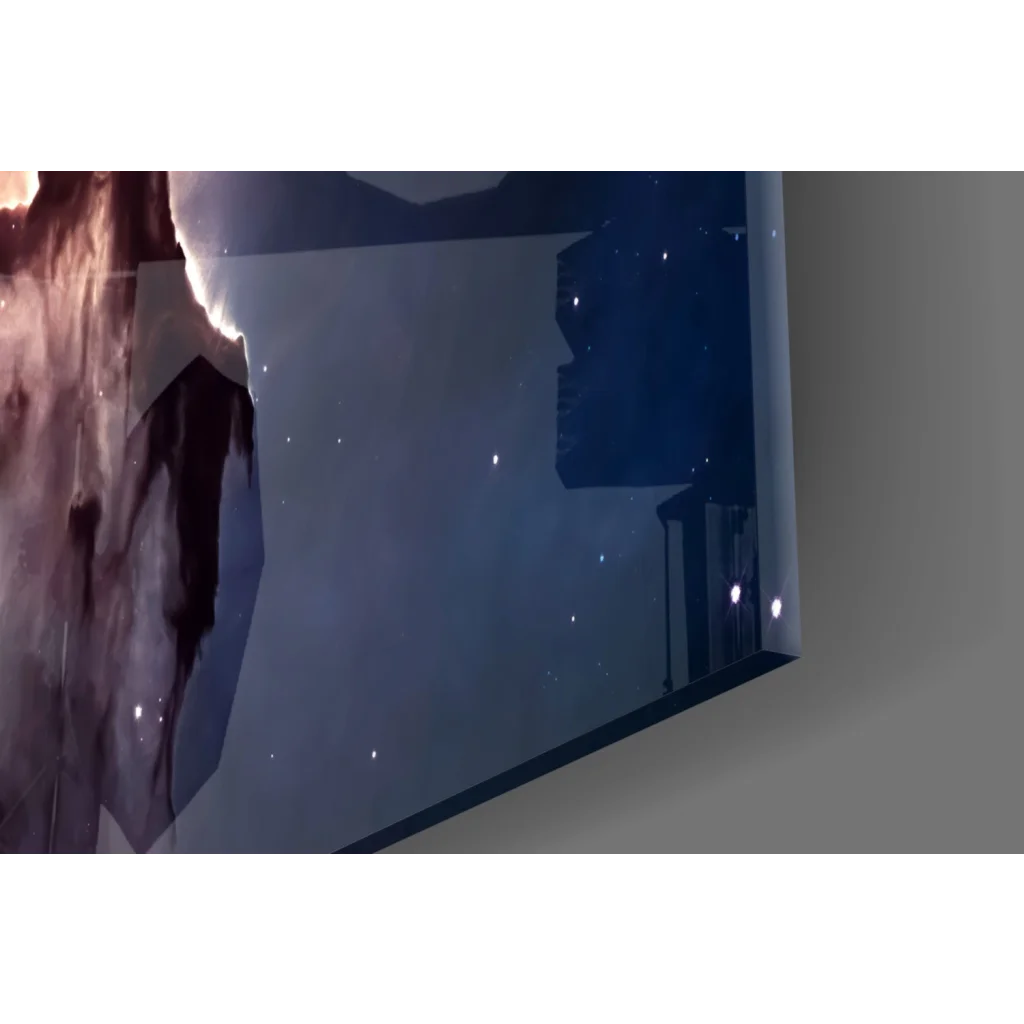 Cosmic Nebula Glass Wall Art with Glowing Pillars of Creation
