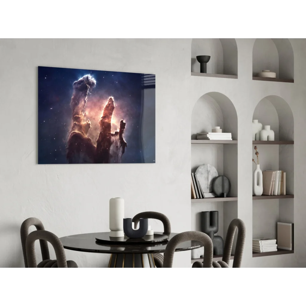 Glowing Pillars of Creation glass wall art print