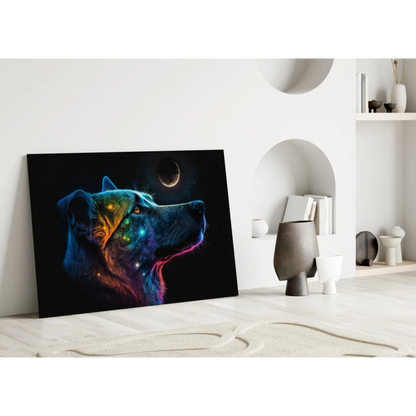 Cosmic Wolf Glass Wall Art with Glowing Galaxy Colors | Modern Wall Art Decor | vintageantiquesgifts.com