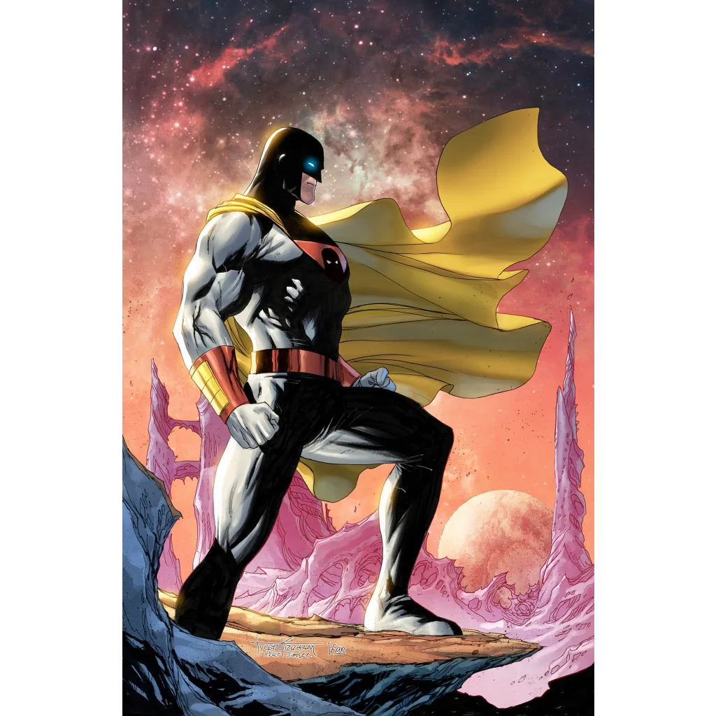 Space Ghost Galactic Hero Action Figure featuring a male superhero in black, white, gold