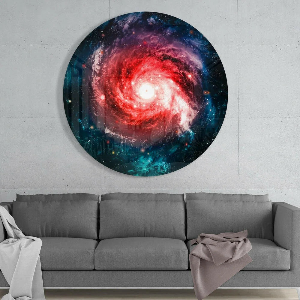 Cosmic Spiral Galaxy Tempered Glass Art | Glass Wall Art Print | vintageantiquesgifts.com