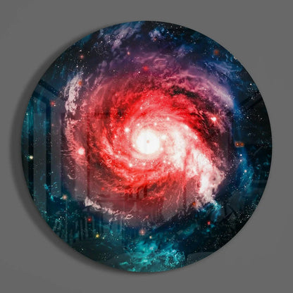 Cosmic Spiral Galaxy Tempered Glass Art | Modern Wall Art Decor | vintageantiquesgifts.com