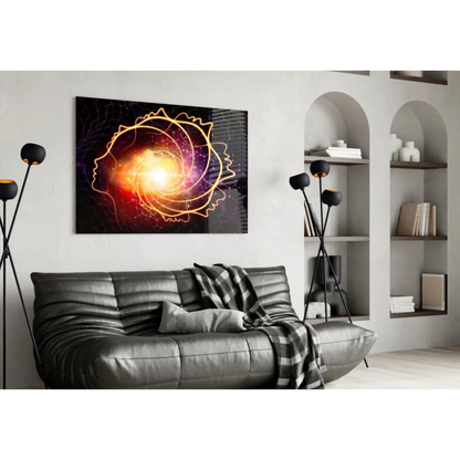 Cosmic Spiral Glass Wall Art With Golden Human Silhouettes | Contemporary Home Wall Art | vintageantiquesgifts.com