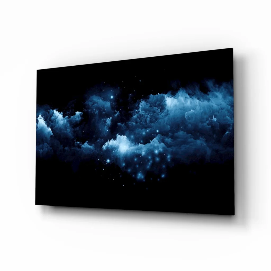 Cosmic Blue Nebula Canvas Wall Art with Glowing Stars | Insigneart USA | vintageantiquesgifts.com