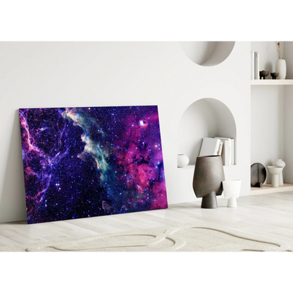 Stunning Cosmic Nebula Glass Wall Art in Purple Pink and Blue | Modern Wall Art Decor | vintageantiquesgifts.com