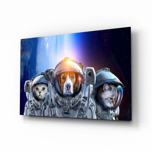 Space Pets Astronaut wall art canvas print with cosmic animals