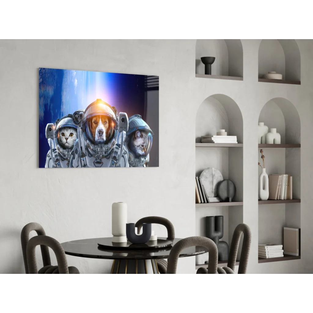 Space Pets Astronaut Wall Art Canvas Print with cosmic animals