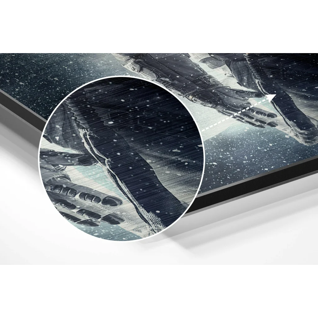 glass wall art Black and white abstract textured brushstrokes on brushed aluminium dibond print