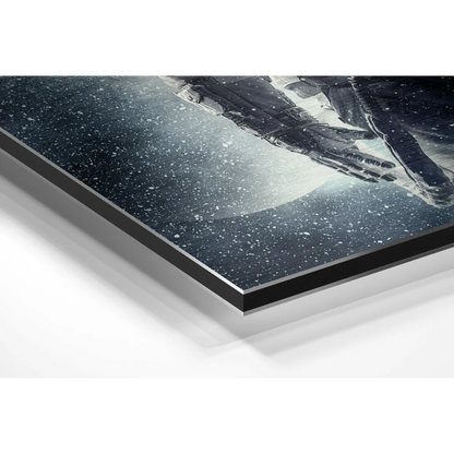Stunning futuristic spacecraft on brushed aluminium dibond print