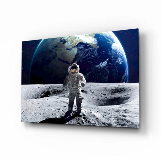 Astronaut Moon Landing Canvas Wall Art With Earth View | Insigneart USA | vintageantiquesgifts.com
