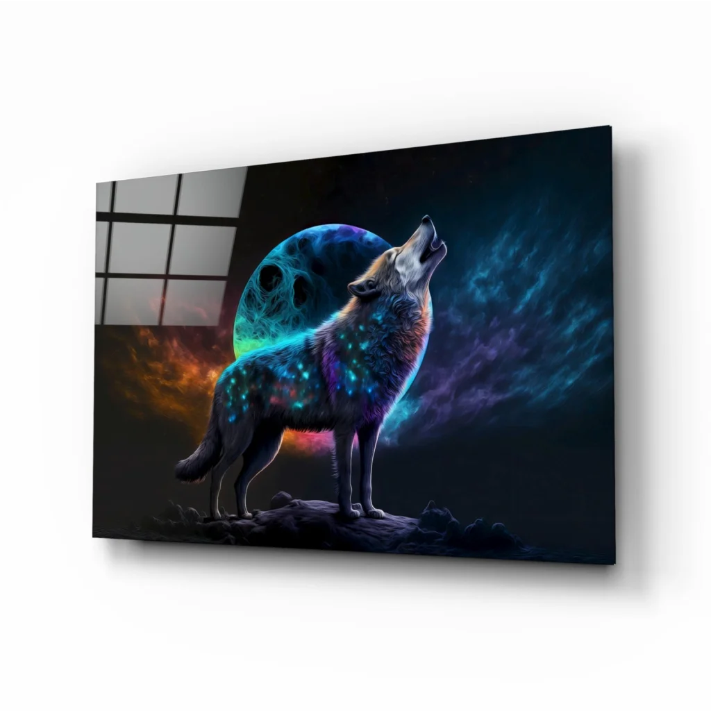 Cosmic Wolf Galaxy Wall Art with Glowing Celestial Patterns | Insigneart USA | vintageantiquesgifts.com