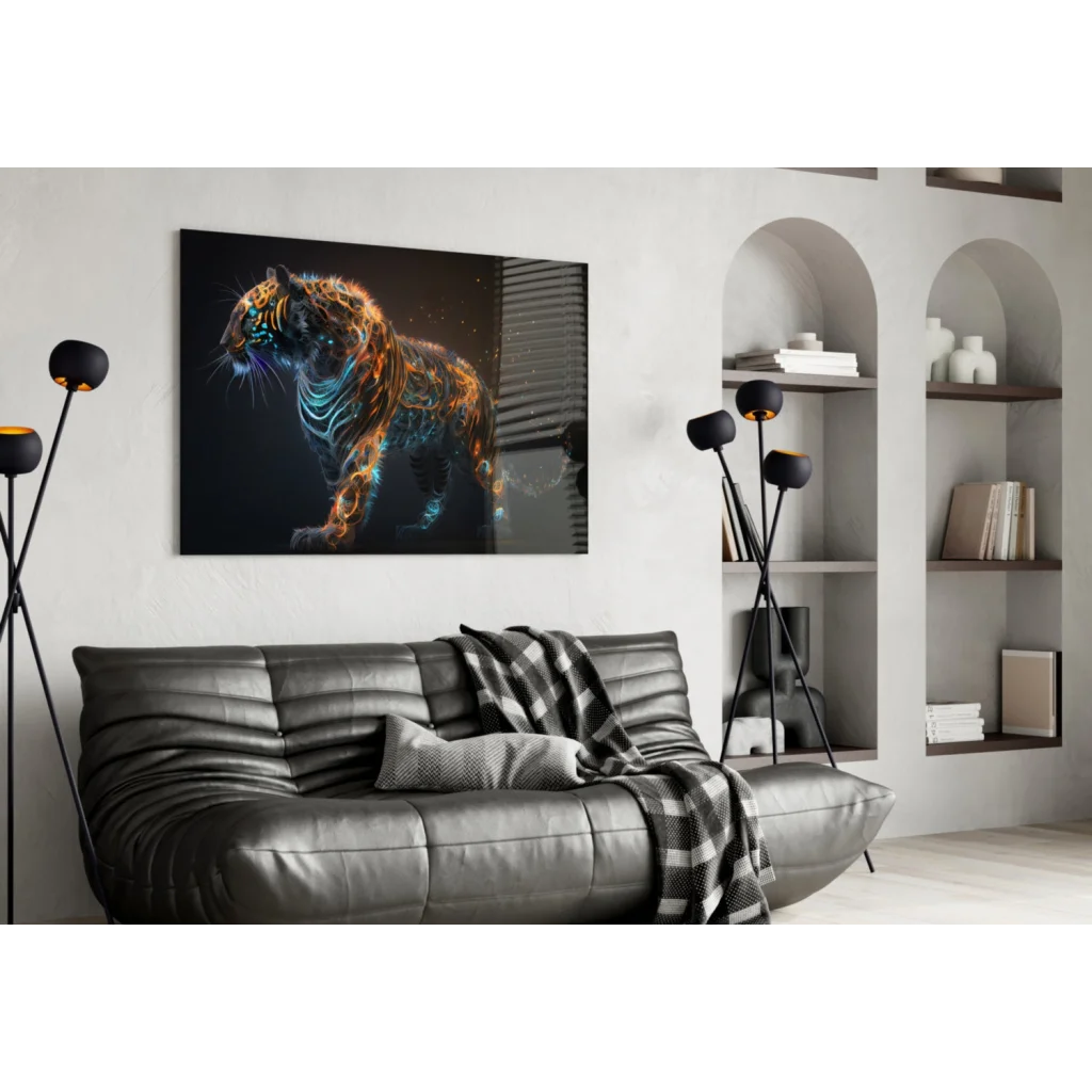 Neon Tiger Circuit Wall Art Canvas Print | Contemporary Home Wall Art | vintageantiquesgifts.com