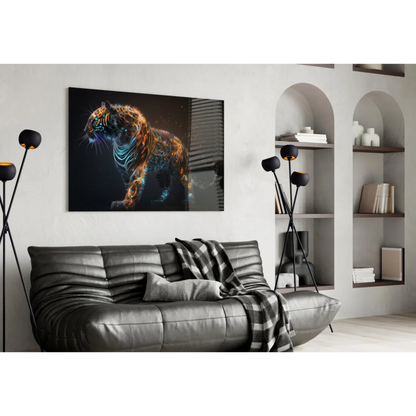 Neon Tiger Circuit Wall Art Canvas Print | Contemporary Home Wall Art | vintageantiquesgifts.com