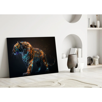 Neon Tiger Circuit Wall Art Canvas Print | Modern Wall Art Decor | vintageantiquesgifts.com