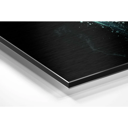 Stunning brushed aluminium dibond teal parrot wall art print