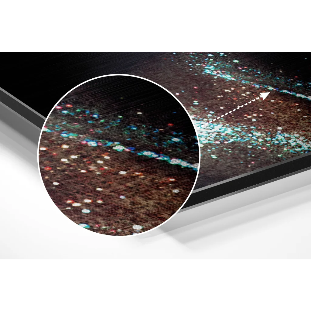 Stunning Brushed Aluminium Dibond Cosmic Glitter Wall Art | Modern Wall Art Decor | vintageantiquesgifts.com