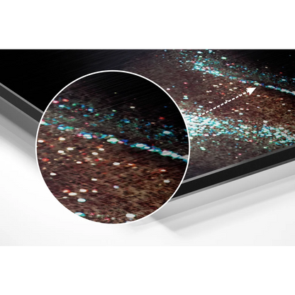 Stunning Brushed Aluminium Dibond Cosmic Glitter Wall Art | Modern Wall Art Decor | vintageantiquesgifts.com